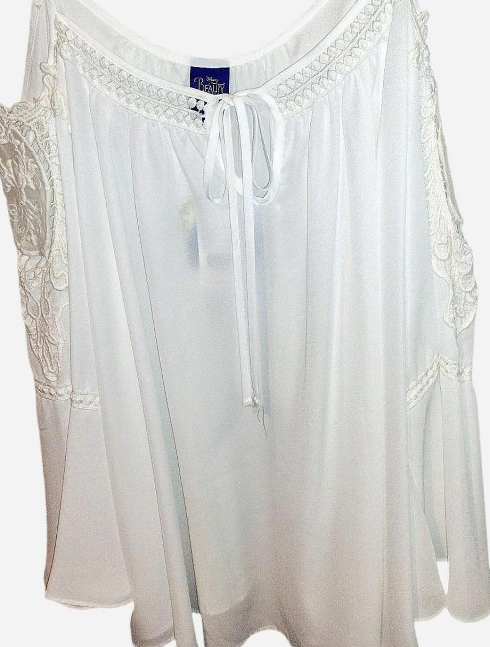 Disney Beauty And The Beast White Lace Tie-Front Tank Top